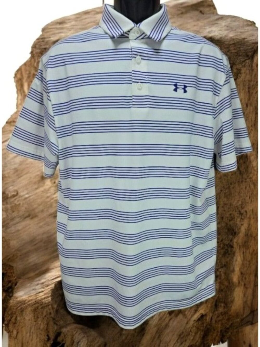 Under Armour Mens HeatGear Purple Striped Polo Size Large